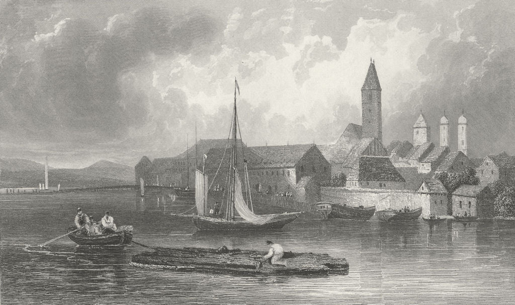 GERMANY. Friedrichshafen. Tombleson boats raft 1830 old antique print picture